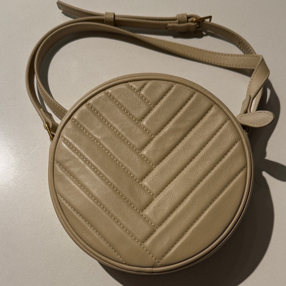 Aritzia Auxiliary Beige Leather Crossbody Bag